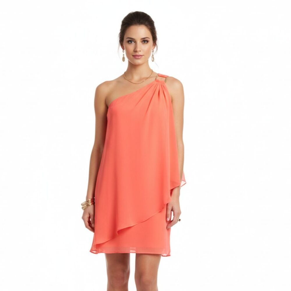 Laundry Sleeveless Flowy Drape Sleeveless Mini Shift Toga 1 Shoulder Dress 4